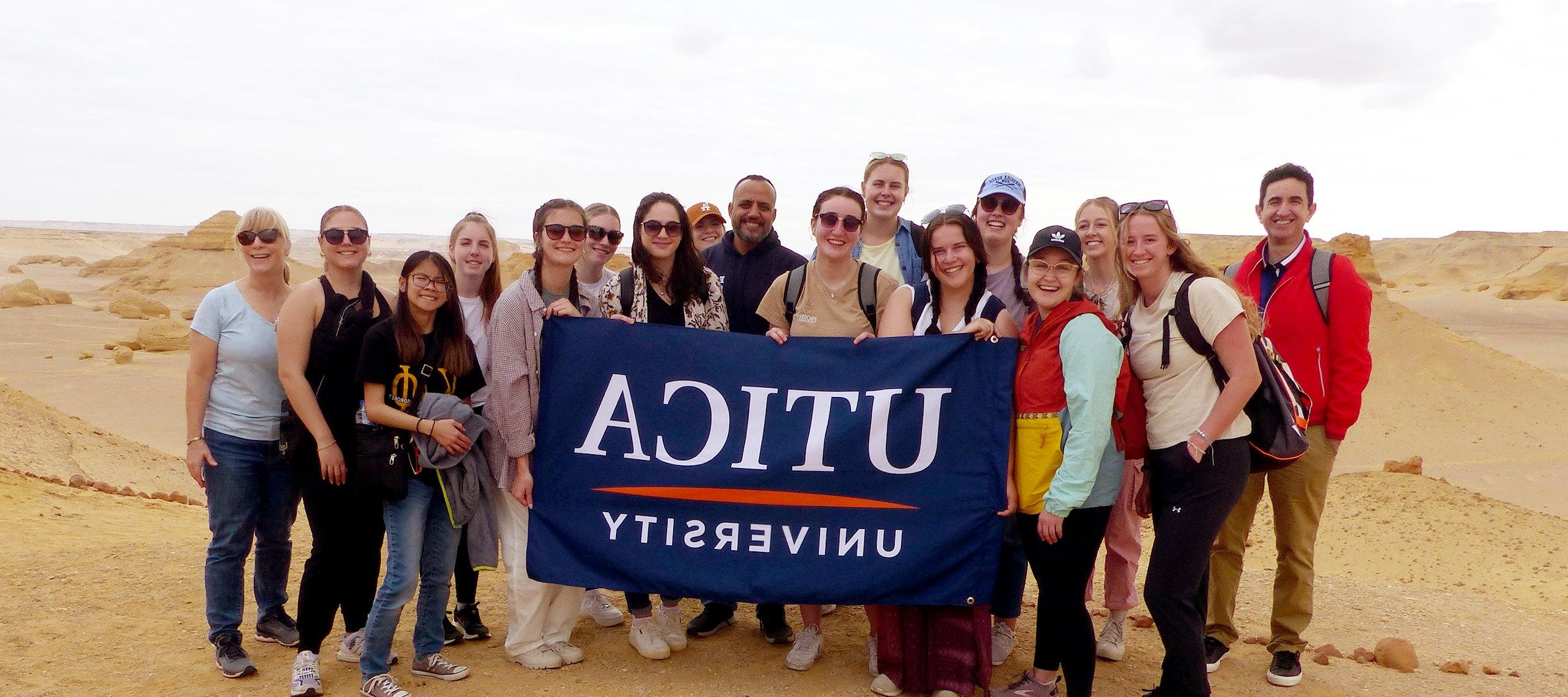 Utica University students and faculty at Wadi al Hitan in Egypt